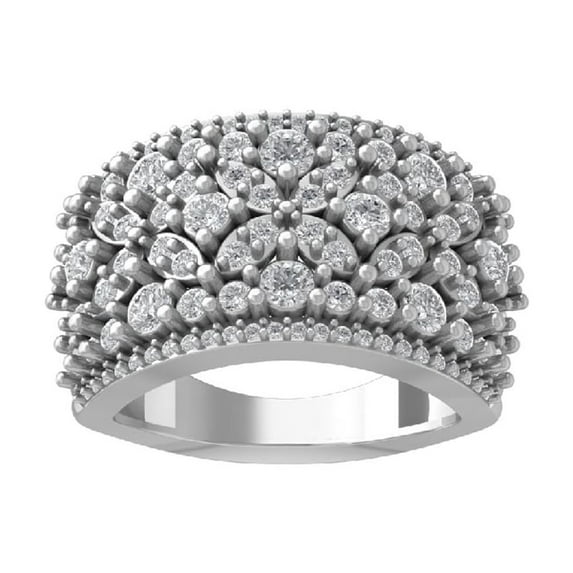 Araiya Fine Jewelry 10K White Gold Round-shape Lab Grown Diamond Fashion Band Ring ( 2 cttw, D-F Color, VS Clarity) Size 8