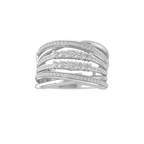 Araiya Fine Jewelry 10K White Gold Round-shape Lab Grown Diamond Fashion Band Ring ( 3/4 cttw, D-F Color, VS Clarity) Size 10
