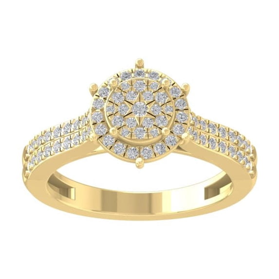 Araiya Fine Jewelry 10K Yellow Gold Round-shape Lab Grown Diamond Cluster Engagement Ring ( 1/2 cttw, D-F Color, VS Clarity) Size 7