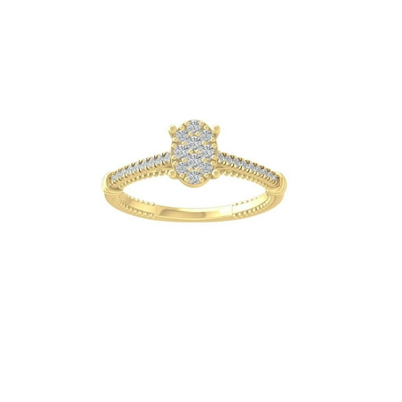 Araiya Fine Jewelry Gift For Mothers Day 10K Yellow Gold Round-shape Lab Grown Diamond Cluster Engagement Ring ( 1/3 cttw, D-F Color, VS Clarity) Size 8.5