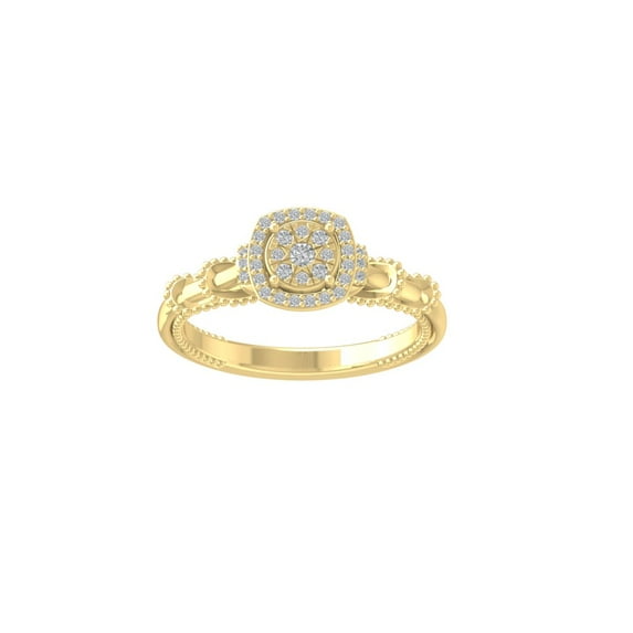 Araiya Fine Jewelry 10K Yellow Gold Round-shape Lab Grown Diamond Cluster Engagement Ring ( 1/5 cttw, D-F Color, VS Clarity) Size 7.5