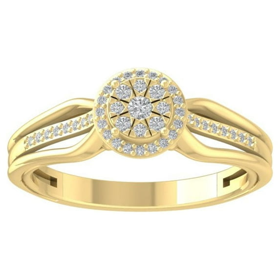 Araiya Fine Jewelry 10K Yellow Gold Round-shape Lab Grown Diamond Cluster Engagement Ring ( 1/5 cttw, D-F Color, VS Clarity) Size 8.5