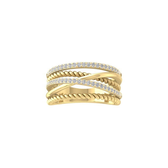 Araiya Fine Jewelry Gift For Mothers Day 10K Yellow Gold Round-shape Lab Grown Diamond Fashion Band Ring ( 1/3 cttw, D-F Color, VS Clarity) Size 6