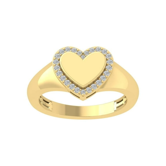 Araiya Fine Jewelry 10K Yellow Gold Round-shape Lab Grown Diamond Heart Engagement Ring ( 1/6 cttw, D-F Color, VS Clarity) Size 6