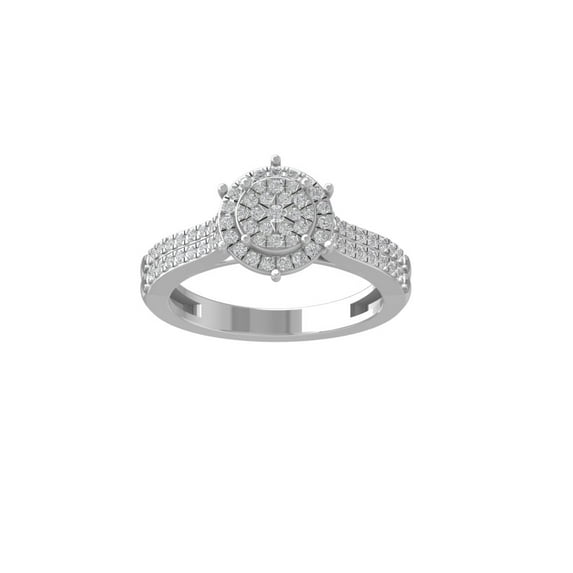 Araiya Fine Jewelry 14K White Gold Round-shape Lab Grown Diamond Cluster Engagement Ring ( 1/2 cttw, D-F Color, VS Clarity) Size 9.5