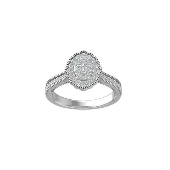 Araiya Fine Jewelry 14K White Gold Round-shape Lab Grown Diamond Cluster Engagement Ring ( 1/2 cttw, D-F Color, VS Clarity) Size 9