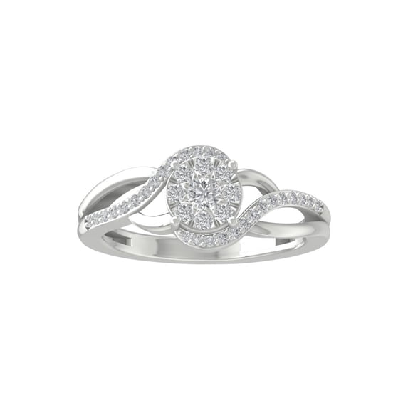Araiya Fine Jewelry Gift For Mothers Day 14K White Gold Round-shape Lab Grown Diamond Cluster Engagement Ring ( 1/3 cttw, D-F Color, VS Clarity) Size 10