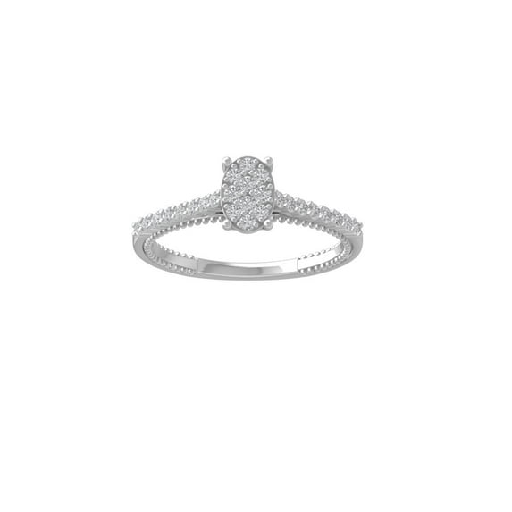 Araiya Fine Jewelry Gift For Mothers Day 14K White Gold Round-shape Lab Grown Diamond Cluster Engagement Ring ( 1/3 cttw, D-F Color, VS Clarity) Size 5