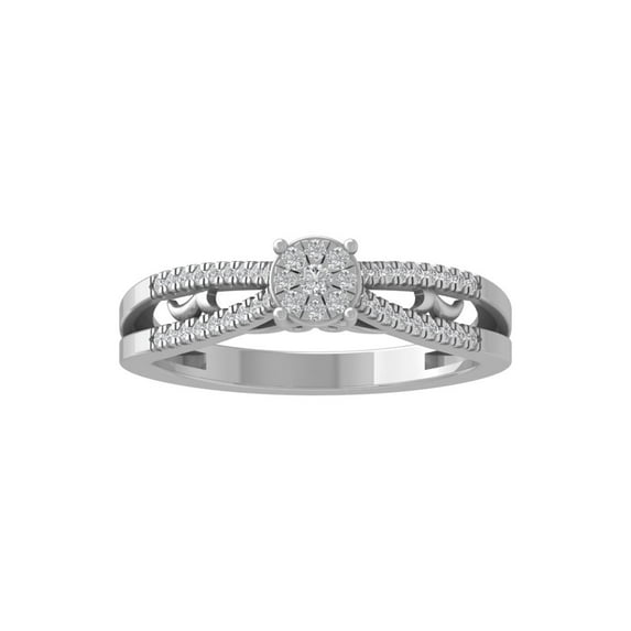 Araiya Fine Jewelry 14K White Gold Round-shape Lab Grown Diamond Cluster Engagement Ring ( 1/5 cttw, D-F Color, VS Clarity) Size 6