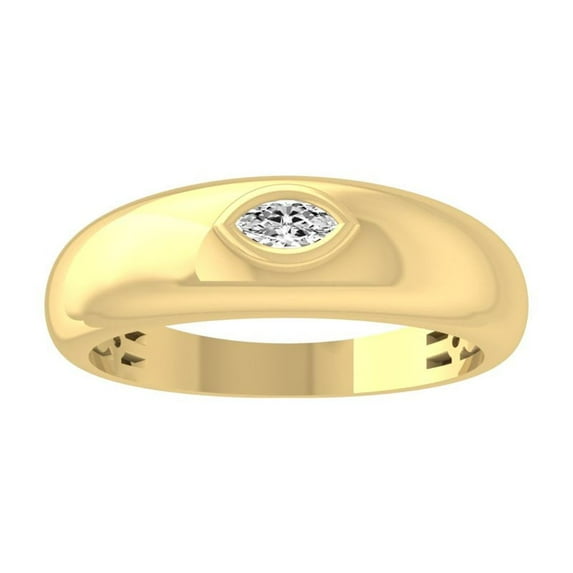 Araiya Fine Jewelry 14K Yellow Gold Marquise-shape Lab Grown Diamond Fashion Band Ring ( 1/10 cttw, D-F Color, VS Clarity) Size 7