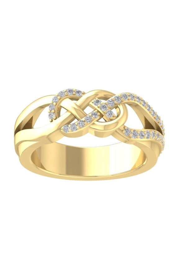 Fine Jewelry 14K Yellow Gold Round-shape Lab Grown Diamond Anniversary Ring ( 1/5 cttw, D-F Color, VS Clarity) Size 7