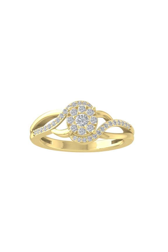 Fine Jewelry Gift For Mothers Day 14K Yellow Gold Round-shape Lab Grown Diamond Cluster Engagement Ring ( 1/3 cttw, D-F Color, VS Clarity) Size 6
