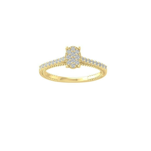 Araiya Fine Jewelry Gift For Mothers Day 14K Yellow Gold Round-shape Lab Grown Diamond Cluster Engagement Ring ( 1/3 cttw, D-F Color, VS Clarity) Size 6