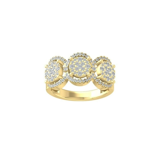 Araiya Fine Jewelry 14K Yellow Gold Round-shape Lab Grown Diamond Cluster Engagement Ring ( 3/4 cttw, D-F Color, VS Clarity) Size 6.5