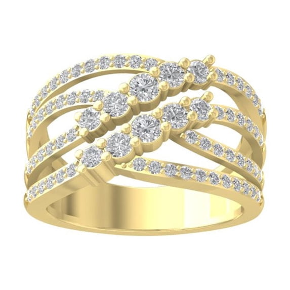 Araiya Fine Jewelry 14K Yellow Gold Round-shape Lab Grown Diamond Fashion Band Ring ( 1 cttw, D-F Color, VS Clarity) Size 6