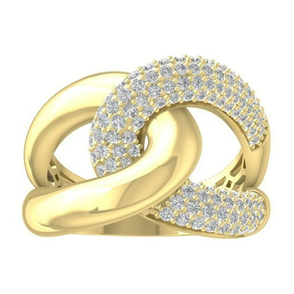 Araiya Fine Jewelry 14K Yellow Gold Round-shape Lab Grown Diamond Fashion Band Ring ( 3/4 cttw, D-F Color, VS Clarity) Size 8.5