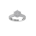 thumbnail image 1 of Araiya Fine Jewelry 925 Sterling Silver Round-shape Lab Grown Diamond Cluster Engagement Ring ( 1/2 cttw, D-F Color, VS Clarity) Size 5, 1 of 4