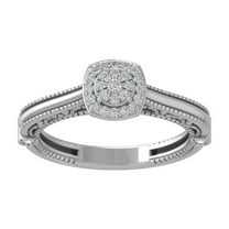 Araiya Fine Jewelry 925 Sterling Silver Round-shape Lab Grown Diamond Cluster Engagement Ring ( 1/5 cttw, D-F Color, VS Clarity) Size 8.5