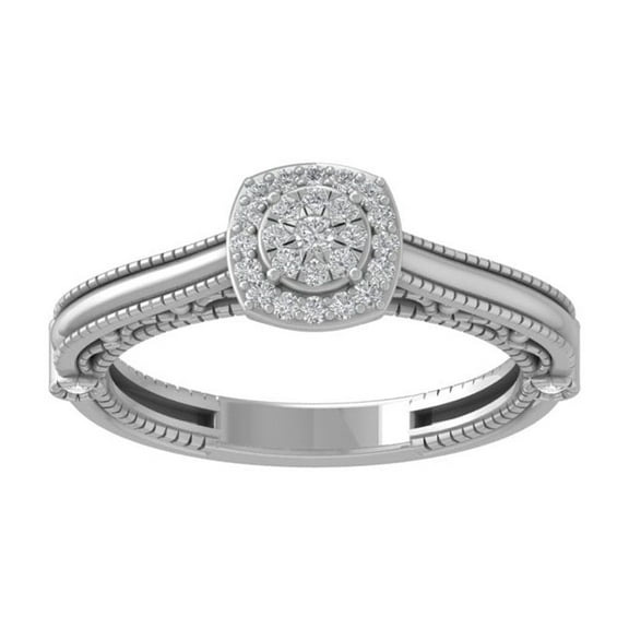 Araiya Fine Jewelry 925 Sterling Silver Round-shape Lab Grown Diamond Cluster Engagement Ring ( 1/5 cttw, D-F Color, VS Clarity) Size 8.5