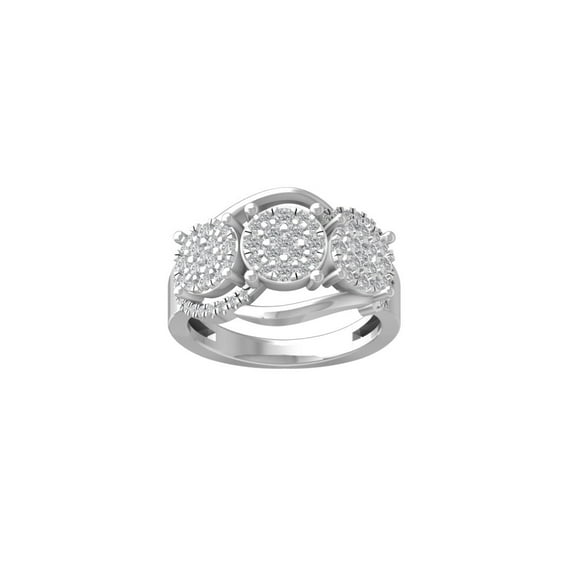 Araiya Fine Jewelry 925 Sterling Silver Round-shape Lab Grown Diamond Cluster Engagement Ring ( 3/4 cttw, D-F Color, VS Clarity) Size 7.5