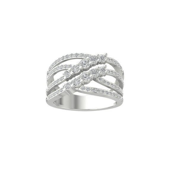 Araiya Fine Jewelry 925 Sterling Silver Round-shape Lab Grown Diamond Fashion Band Ring ( 1 cttw, D-F Color, VS Clarity) Size 8