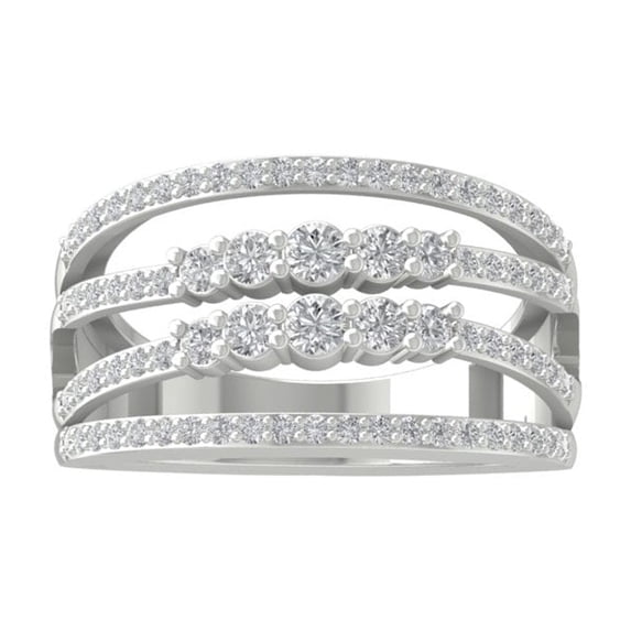 Araiya Fine Jewelry 925 Sterling Silver Round-shape Lab Grown Diamond Fashion Band Ring ( 3/4 cttw, D-F Color, VS Clarity) Size 5.5