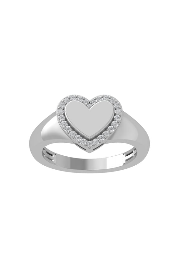 Fine Jewelry 925 Sterling Silver Round-shape Lab Grown Diamond Heart Engagement Ring ( 1/6 cttw, D-F Color, VS Clarity) Size 6.5