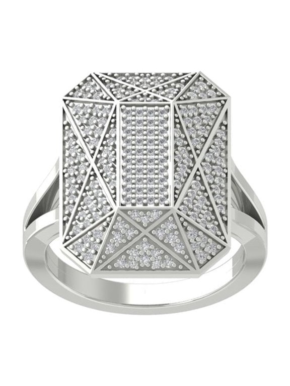 Fine Jewelry 925 Sterling Silver Round-shape Lab Grown Diamond Single cut Band Ring ( 1/2 cttw, D-F Color, VS Clarity) Size 7.5