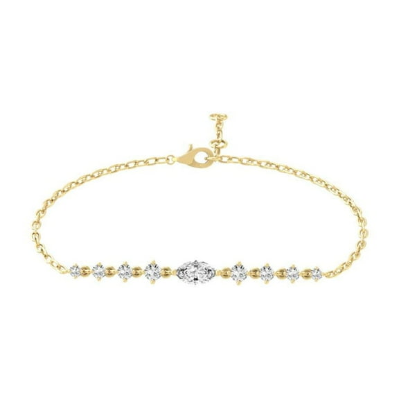 Araiya Fine Jewelry Sterling Silver Baguette And Round-Shape Lab Grown Diamond Bolo Bracelet (1 cttw, D-F Color and VS1 Clarity) 7.5 inch