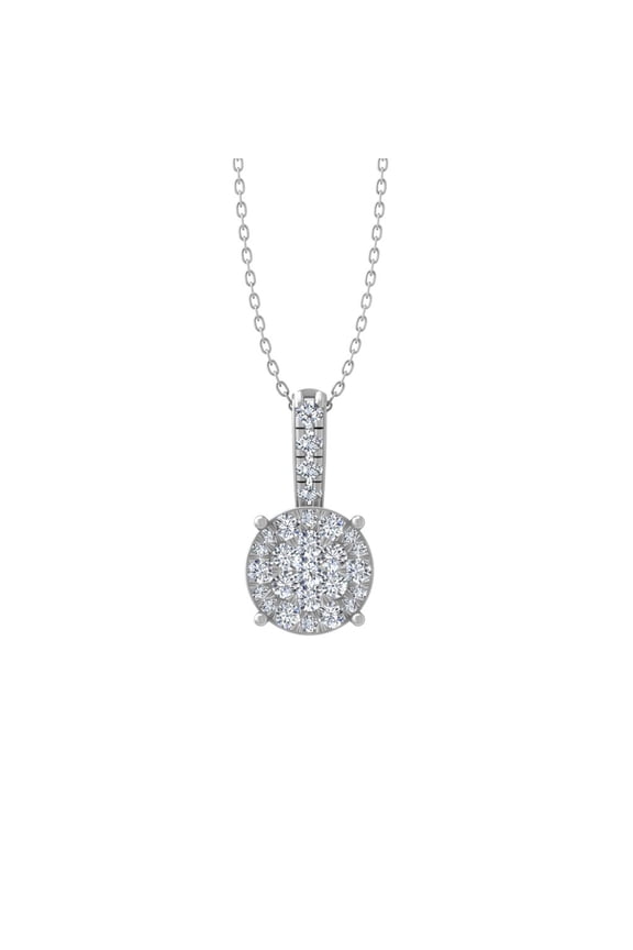 Fine Jewelry Sterling Silver Cluster Lab Grown Diamond Pendant with Cable Chain Necklace 18" (3/8 Carat, D-F Color, VS Clarity)