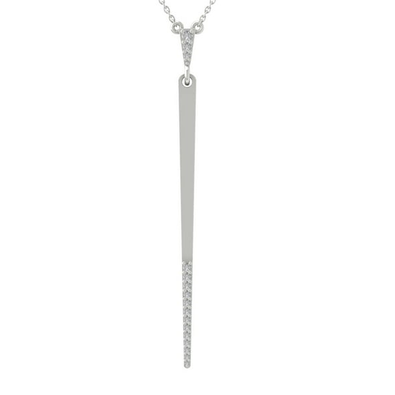 Araiya Fine Jewelry Sterling Silver Diamond Bar Pendant Cable Chain Necklace (1/8 cttw, I-J Color, I2-I3 Clarity), 18"