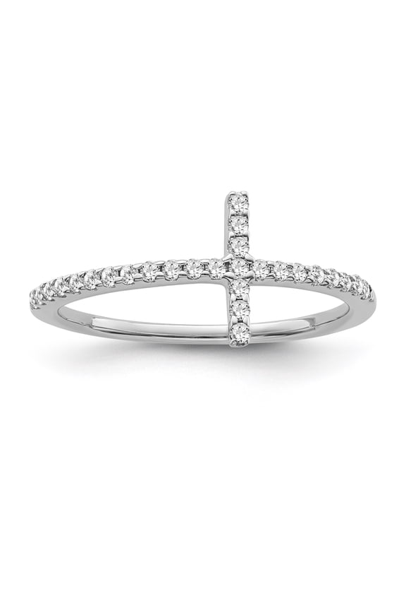 Fine Jewelry Sterling Silver Diamond Cross Band Ring (1/6 cttw, I-J Color, I2-I3 Clarity) Size 6.5