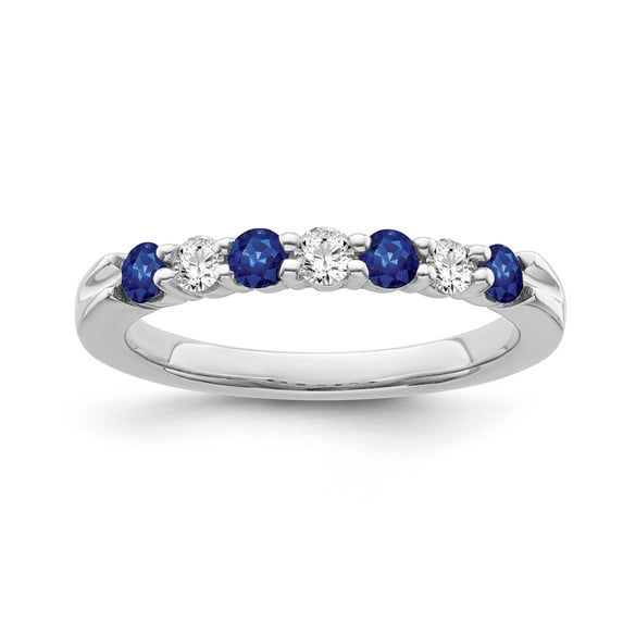 Araiya Fine Jewelry Sterling Silver Diamond and Blue Sapphire 7-Stone Band Ring (1/6 cttw, I-J Color,I2-I3 Clarity) Size 5.5
