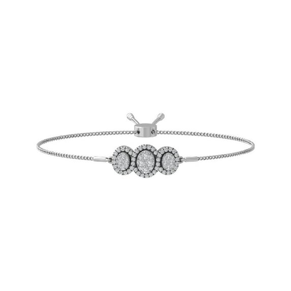 Araiya Fine Jewelry Sterling Silver Lab Grown Diamond Bolo Bracelet (3/4 cttw, D-E Color, VS Clarity) 7"