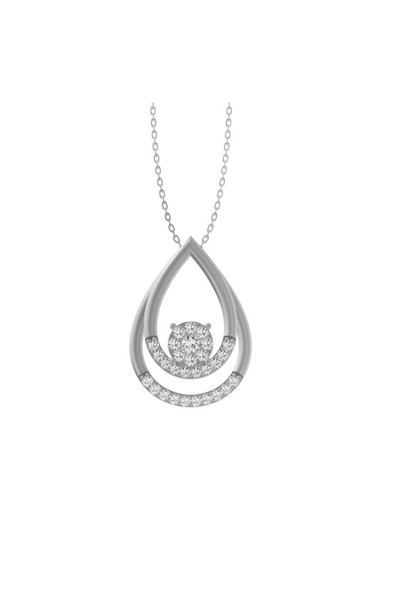 Fine Jewelry Sterling Silver Lab Grown Diamond Drop Pendant with Cable Chain Necklace 18" (1/4 cttw, D-F Color, VS Clarity)
