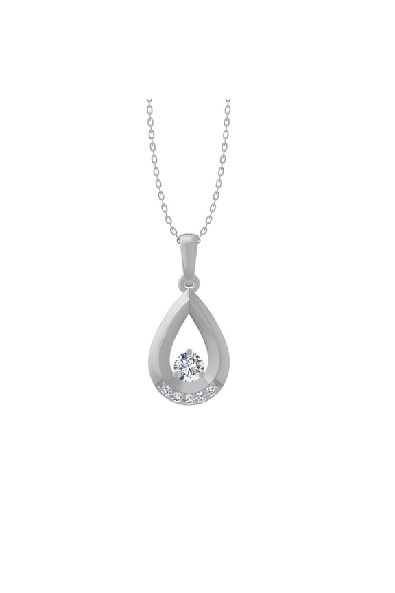 Fine Jewelry Sterling Silver Lab Grown Diamond Drop Pendant with Cable Chain Necklace 18" (1/6 cttw, D-F Color, VS Clarity)