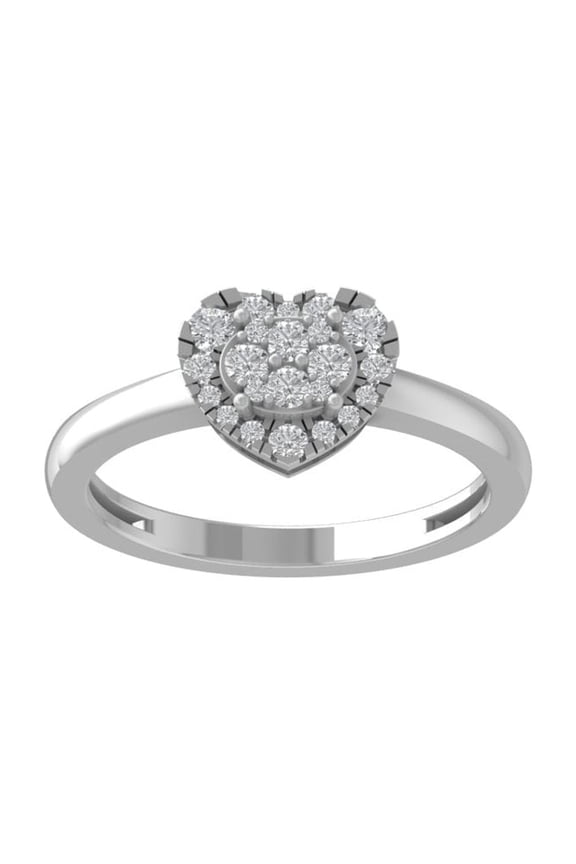 Fine Jewelry Sterling Silver Lab-Grown Diamond Heart Ring (1/3 cttw, D-F Color, VS Clarity) Size 8