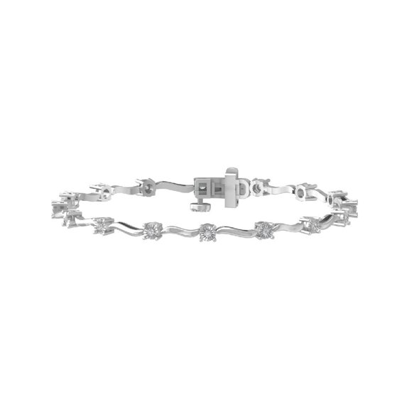 Araiya Fine Jewelry Sterling Silver Lab Grown Diamond Station Bracelet (1/4 cttw, D-E Color, VS Clarity) 7"