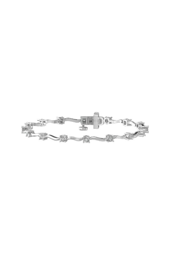 Fine Jewelry Sterling Silver Lab Grown Diamond Station Bracelet (1/4 cttw, D-E Color, VS Clarity) 7"