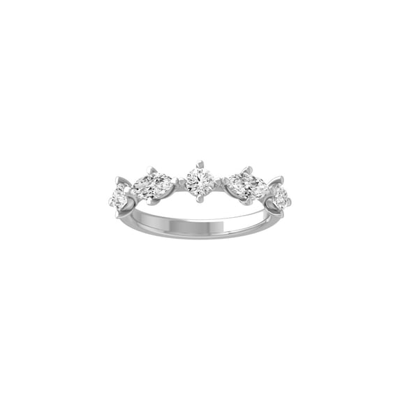 Araiya Fine Jewelry Sterling Silver Marquise and Round-shape Lab Grown Diamond Fashion Promise Anniversary Ring (3/4 Cttw, D-F Color, VS1 Clarity) Size 8.5