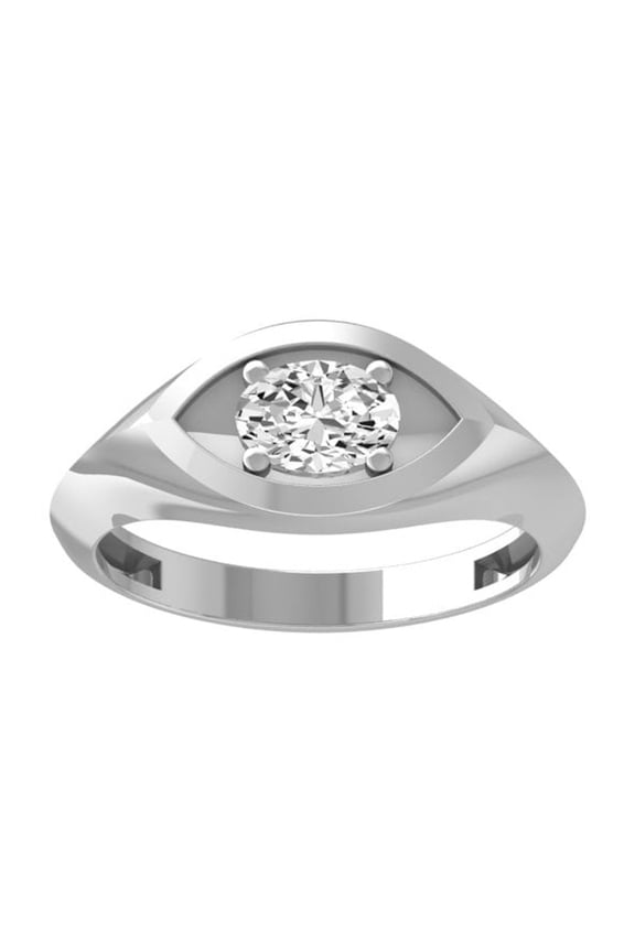 Fine Jewelry Sterling Silver Oval-shape Lab Grown Diamond solitaire Engagement Ring (1/2 Cttw, D-F Color, VS1 Clarity) Size 8