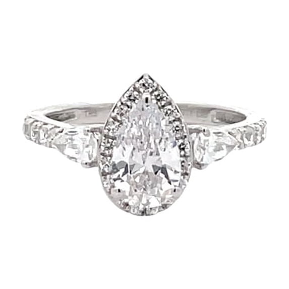 Araiya Fine Jewelry Sterling Silver Pear and Round-shape Lab Grown Diamond solitaire Engagement Ring (2 3/4 Cttw, D-F Color, VS1 Clarity) Size 8