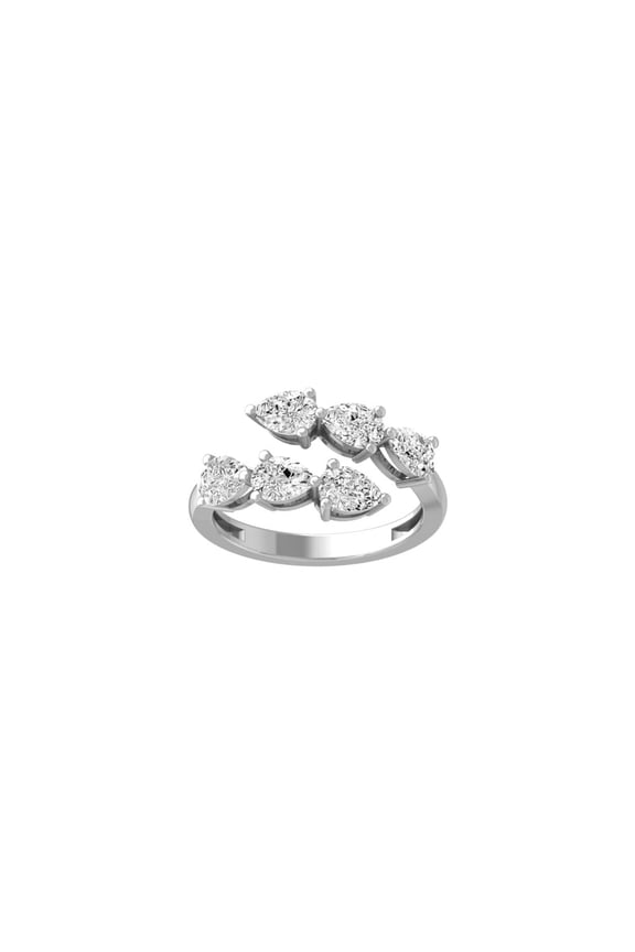 Fine Jewelry Sterling Silver Pear-shape Lab Grown Diamond SIX stone Band Ring (1 1/2 Cttw, D-F Color, VS1 Clarity) Size 6