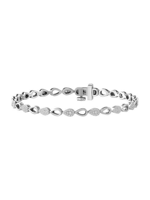 Fine Jewelry Sterling Silver Round-Shape Diamond Link Bracelet (3/4 cttw, I-J Color and I2-I3 Clarity) 7 inch