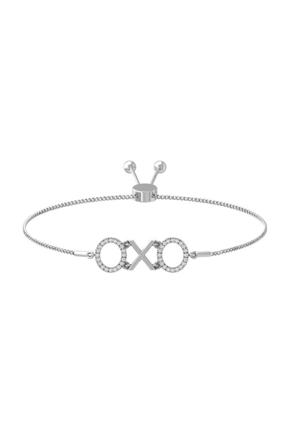Fine Jewelry Sterling Silver Round-Shape Diamond Micro-Pave-Setting Oxo Bolo Bracelet (1/5 cttw, I-J Color and I2-I3 Clarity) 9 inch