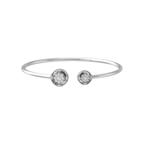 Araiya Fine Jewelry Sterling Silver Round-Shape Lab Grown Diamond Cluster Bangle Bracelet (1/2 cttw, D-F Color and VS1 Clarity) 7.5 inch