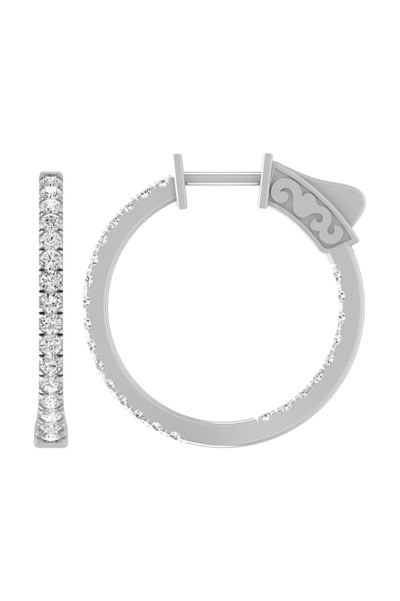 Fine Jewelry Sterling Silver Round Shaped Lab Grown Diamond Hoop-Round Round Hoop Earrings (3/4 cttw, D-F Color, VS1 Clarity)