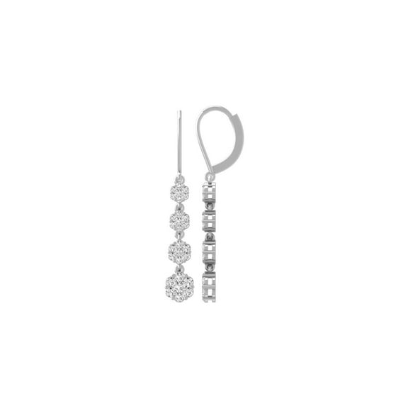 Araiya Fine Jewelry Sterling Silver Round-shape Diamond Cluster Dangle Earrings (1 cttw, I-J Color, I2-I3 Clarity)