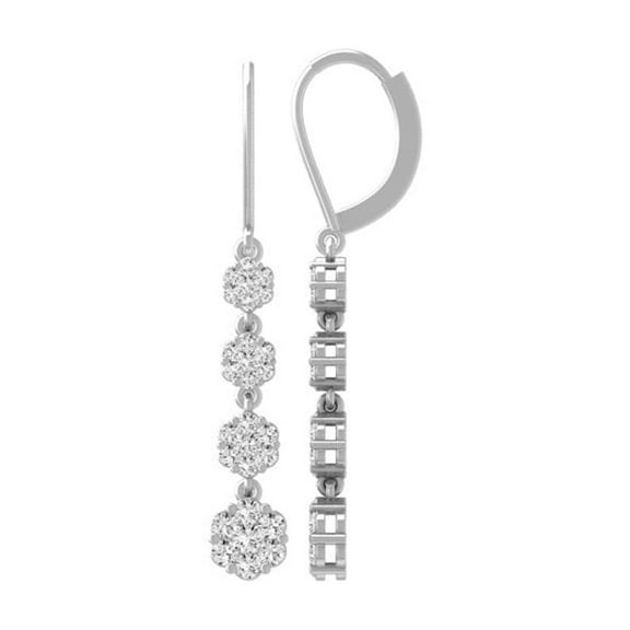 Araiya Fine Jewelry Sterling Silver Round-shape Lab Grown Diamond Cluster Dangle Earrings (1 cttw, D-F Color, VS1 Clarity)