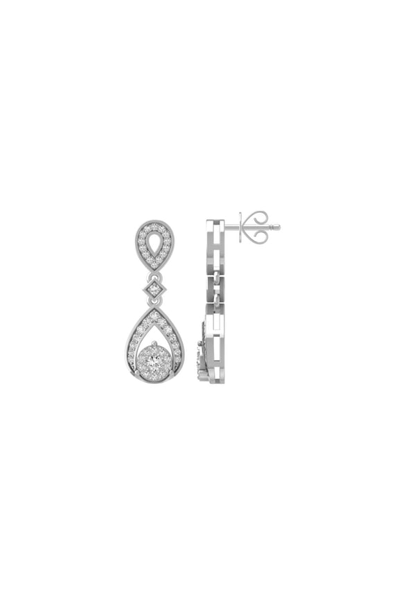 Fine Jewelry Sterling Silver Round-shape Lab Grown Diamond Micro-Setting Cluster Dangle Earrings (2/5 cttw, D-F Color, VS1 Clarity)